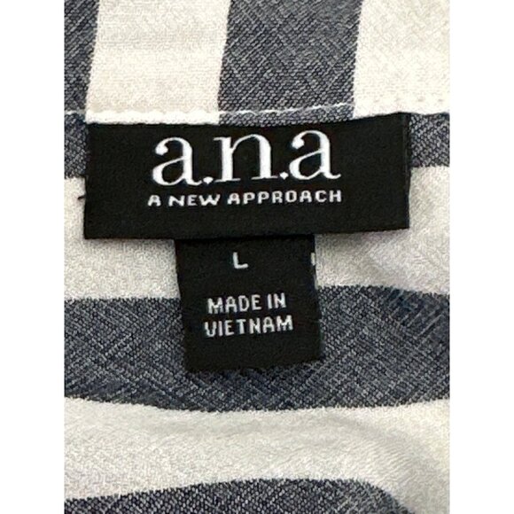 A.N.A. Striped Long Sleeve Rayon Blouse Size Large Breathable Lightweight Button - Picture 5 of 7